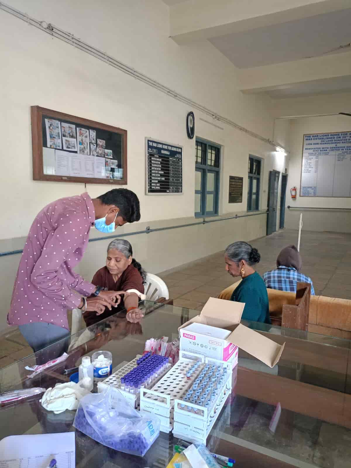 A resident having their medical checkup performed by a doctor